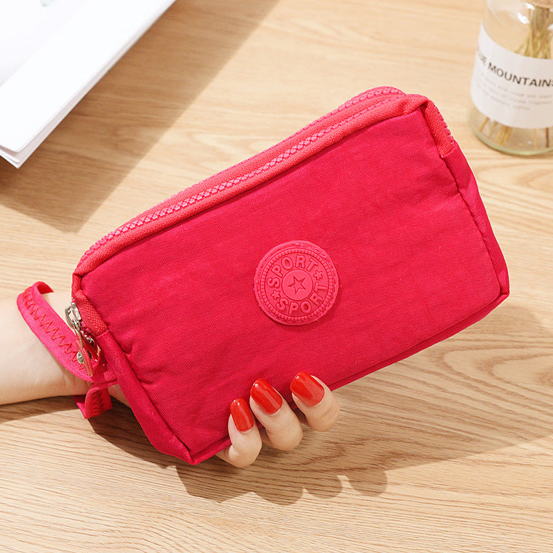 Wholesale Fabric Women's Long Three Layer Zipper Large Capacity Zero Wallet